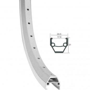 Обод 20" HLQC-02AB 14Gх36Н двойной фрезерованный, серебристый