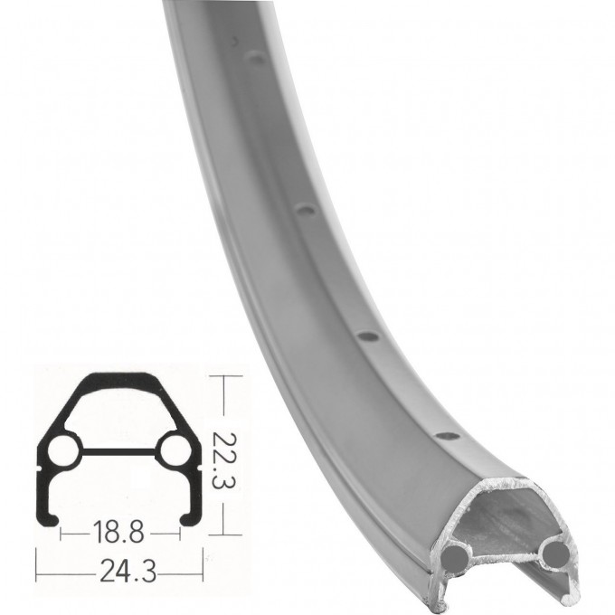 Обод 24" (ЖВМЗ) 36Н двойной, с проточкой, серебристый 330146